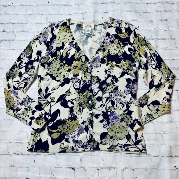 Talbots Floral V-Neck Silk Blend Cardigan Fairycore Petite Women's Size PS - Picture 7 of 11